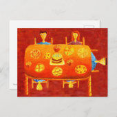 Carte Postale Peinture de thé d'anniversaire de famille (Devant / Derrière)