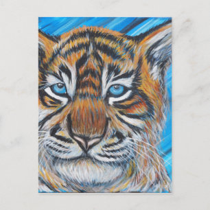 Carte Postale Peinture de tigre à oeil bleu