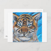 Carte Postale Peinture de tigre à oeil bleu (Devant / Derrière)