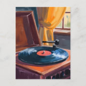 Carte Postale Peinture de tourne-disque vintage (Devant)