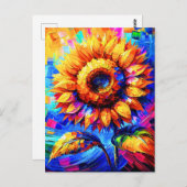 Carte Postale Peinture de tournesol Couleurs vives Puissance du (Devant / Derrière)