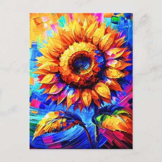 Carte Postale Peinture de tournesol Couleurs vives Puissance du (Devant)