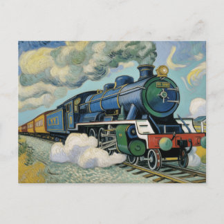 Carte Postale Peinture de train à vapeur vintage