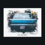 Carte Postale *~* Peinture de voiture ancienne vintage classique<br><div class="desc">CARTE POSTALE - VOITURES CLASSIQUES RÉTRO - Peintures numériques améliorées de style Grunge - PERSONNALISEZ LE TEXTE SI VOULU. - vue arrière.</div>