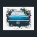 Carte Postale *~* Peinture de voiture ancienne vintage classique<br><div class="desc">CARTE POSTALE - VOITURES CLASSIQUES RÉTRO - Peintures numériques améliorées de style Grunge - PERSONNALISEZ LE TEXTE SI VOULU. - vue arrière.</div>