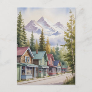 Carte Postale Peinture de voyage à Talkeetna en Alaska