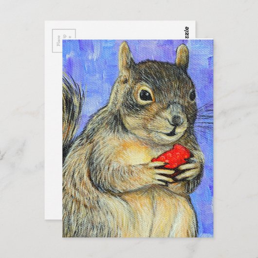 Carte Postale Peinture d'écureuil (Devant / Derrière)