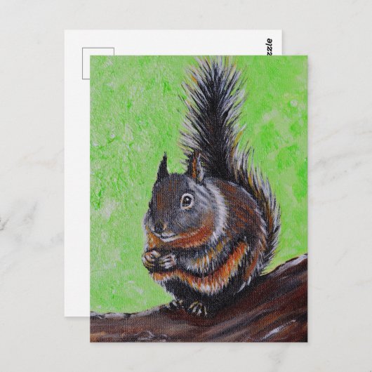 Carte Postale Peinture d'écureuil Douglas 2 (Devant / Derrière)