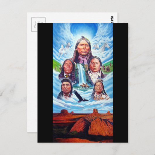 Carte Postale Peinture des chefs indiens célèbres Histoire améri (Devant / Derrière)