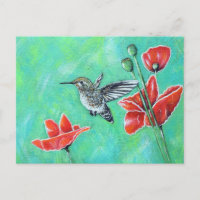 Peinture des colibris et des pavots