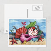 Carte postale Peinture des coquilles de plage (Devant / Derrière)