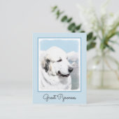 Carte Postale Peinture des Pyrénées - Art original du chien (Debout devant)