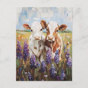 Carte Postale Peinture des veaux de vache Lupine