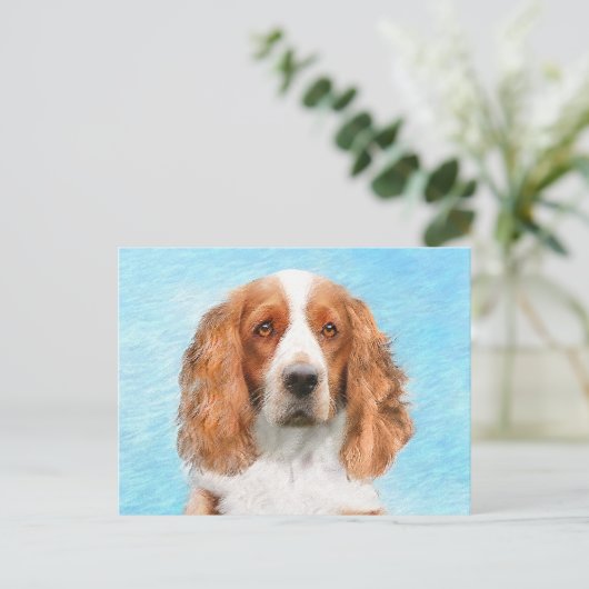 Carte Postale Peinture d'espagnol Welsh Springer - Art original (Debout devant)