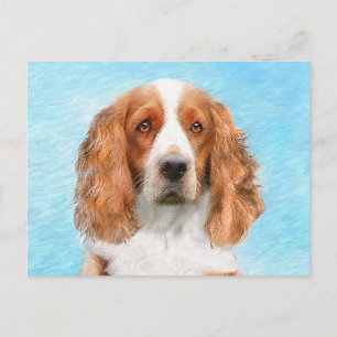 Carte Postale Peinture d'espagnol Welsh Springer - Art original 