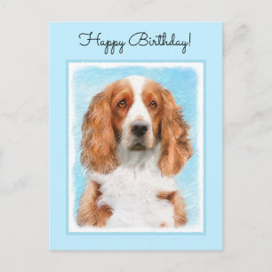 Carte Postale Peinture d'espagnol Welsh Springer - Art original 