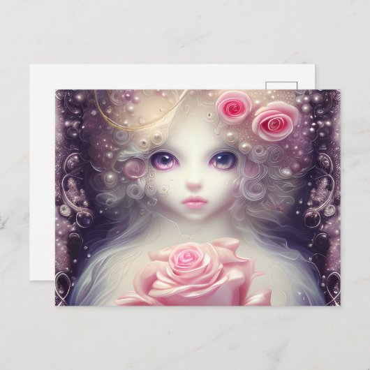 Carte Postale Peinture d'Imaginaire d'un chat bébé Fuffly SciFi (Devant / Derrière)