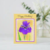 Carte Postale Peinture d'Iris à Barbe Violette - Chien Original (Debout devant)