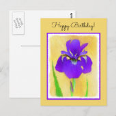 Carte Postale Peinture d'Iris à Barbe Violette - Chien Original (Devant / Derrière)