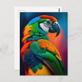 Carte Postale Peinture d'oiseaux aux perroquets macaw colorés (Devant / Derrière)