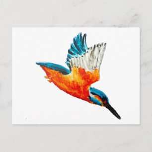 Carte Postale Peinture d'oiseaux Kingfisher volant