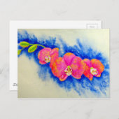 Carte Postale Peinture d'orchidée romantique orange rose (Devant / Derrière)