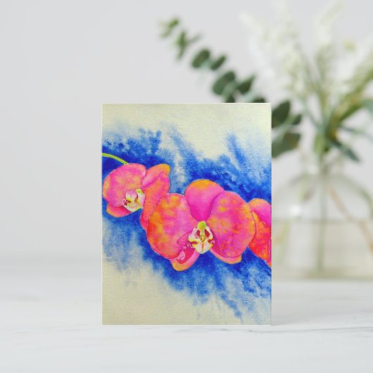 Carte Postale Peinture d'orchidée romantique orange rose (Debout devant)