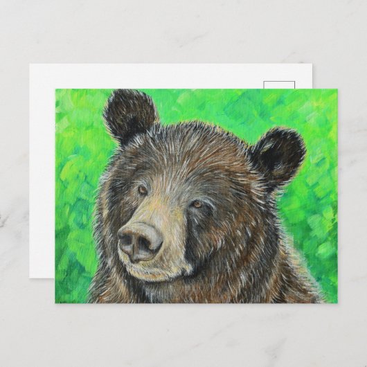 Carte Postale Peinture d'ours Brown réfléchie (Devant / Derrière)