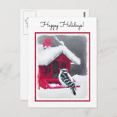 Carte Postale Peinture Downy Woodpecker - Art original pour oise (Devant / Derrière)