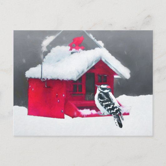 Carte Postale Peinture Downy Woodpecker - Art original pour oise (Devant)