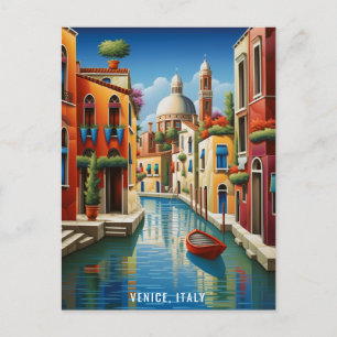 Carte Postale Peinture du canal de Venise Italie Art