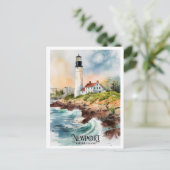 Carte Postale Peinture du phare de Newport, Rhode Island (Debout devant)