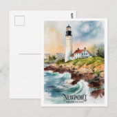 Carte Postale Peinture du phare de Newport, Rhode Island (Devant / Derrière)