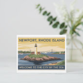 Carte Postale Peinture du phare de Newport, Rhode Island (Debout devant)