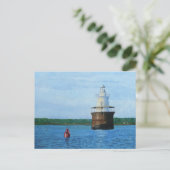 Carte Postale Peinture du phare du chenal de Lubec (Debout devant)