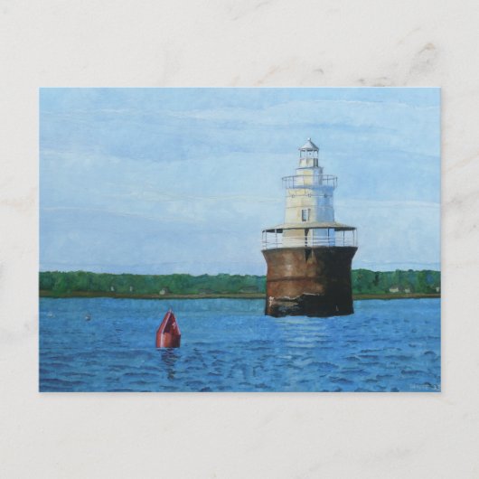 Carte Postale Peinture du phare du chenal de Lubec (Devant)