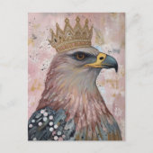Carte Postale Peinture d'un faucon avec une couronne d'or (Devant)
