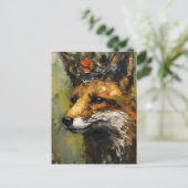 Carte Postale Peinture d'un Renard Rouge dans une Couronne (Debout devant)