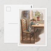 Carte Postale Peinture d'une fille écrivant (Devant / Derrière)