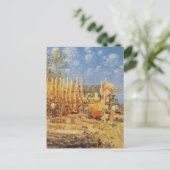 Carte Postale Peinture d'une goélette en construction à Province (Debout devant)