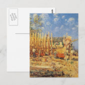 Carte Postale Peinture d'une goélette en construction à Province (Devant / Derrière)