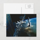 Carte Postale Peinture d'une station spatiale au-dessus de la Te (Devant / Derrière)