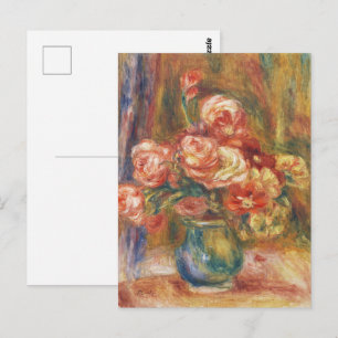 Carte Postale Peinture élégante de rose Renoir dans le style sha