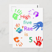 Carte Postale Peinture Empreintes de Main Anniversaire avec Nom  (Devant / Derrière)