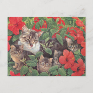 CARTE POSTALE PEINTURE EN CHAT 