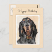 Carte Postale Peinture en noir et blanc - Art original Chien (Devant / Derrière)