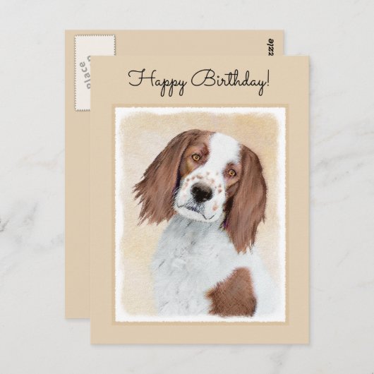 Carte Postale Peinture en Setter rouge et blanc irlandais - Art (Devant / Derrière)