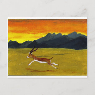 Carte Postale Peinture faunique coucher du soleil animal sauvage