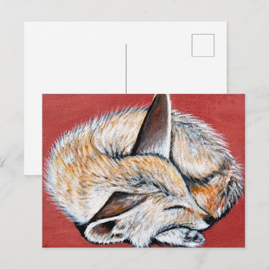 Carte Postale Peinture Fennec Fox (Devant / Derrière)