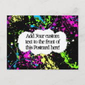 Carte Postale Peinture fraîche Retro Neon Splatter sur noir (Devant)